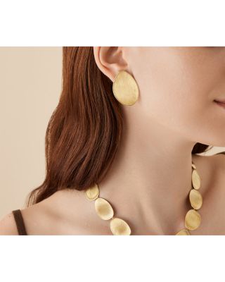 18K Yellow Gold Lunaria Large Textured Disc Statement Earrings