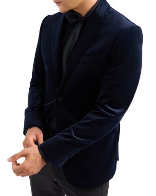 Cotton Velvet Check Slim Fit Blazer 