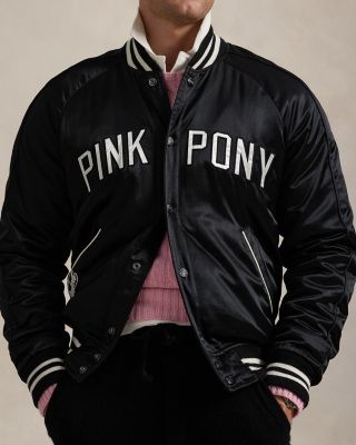 Unisex Satin Pink Pony Bomber Jacket