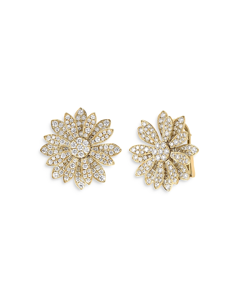 Roberto Coin 18k Yellow Gold Margherita Diamond Flower Stud Earrings In Gold