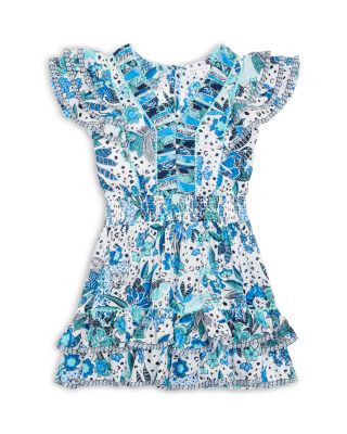 Girls' Camila Floral V Neck Mini Dress - Little Kid, Big Kid