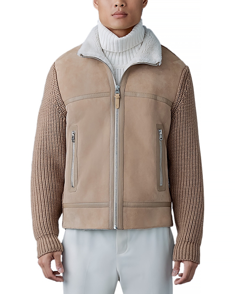 Mackage Men's Jonathan Mixed-media Shearling Jacket In Light Camel