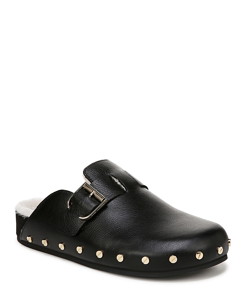 Veronica Beard Fern Leather Shearling Rivets Clogs