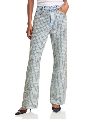 FRAME - The Showgirl High Rise Wide Leg Jeans in Diamonte Crystal