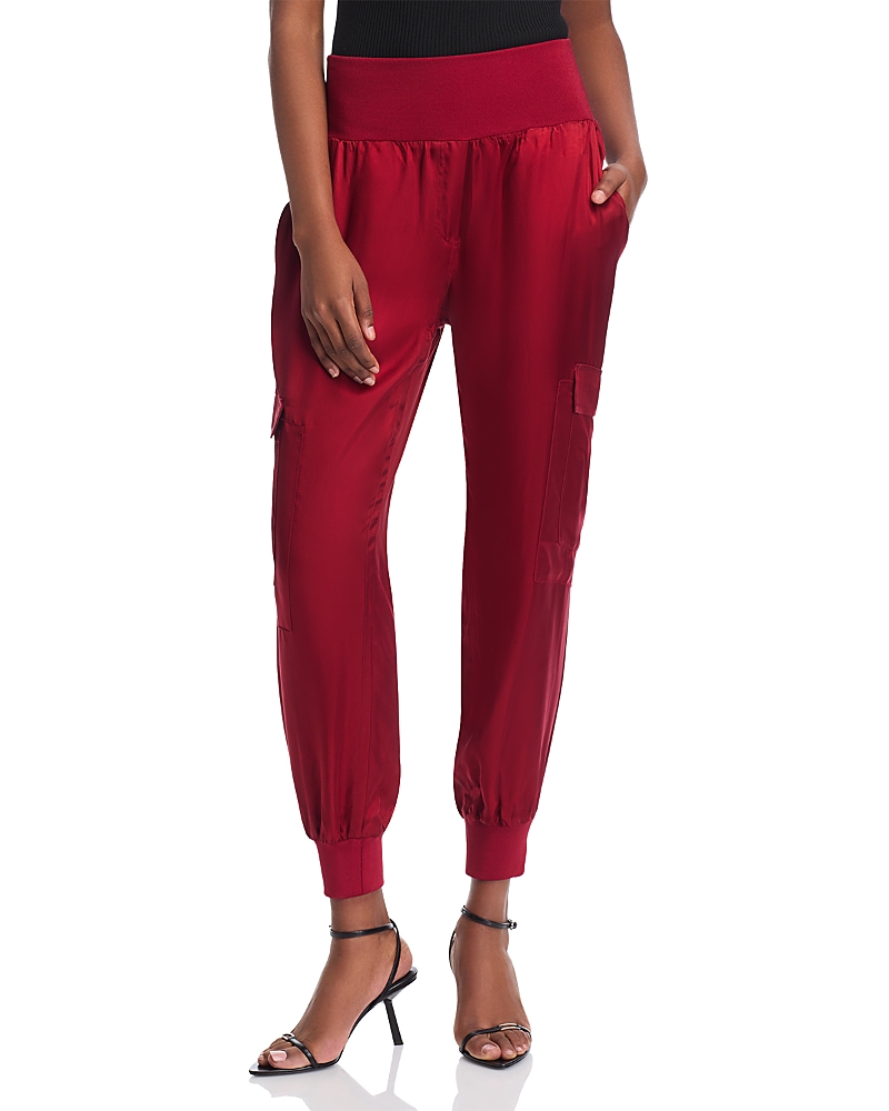 Cinq À Sept Giles Cupro Crop Cargo Joggers In Rosewood