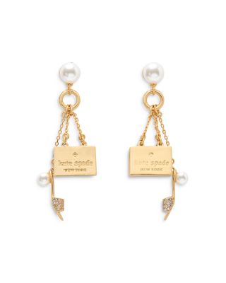 kate spade new york Mixed Stone Charm Statement Earrings in Gold Tone