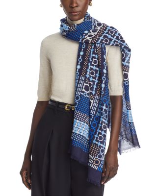 FERRAGAMO - St. Newkiltblu Marine Wool Scarf