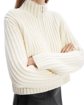 Wool Cashmere Zip Front Cardigan