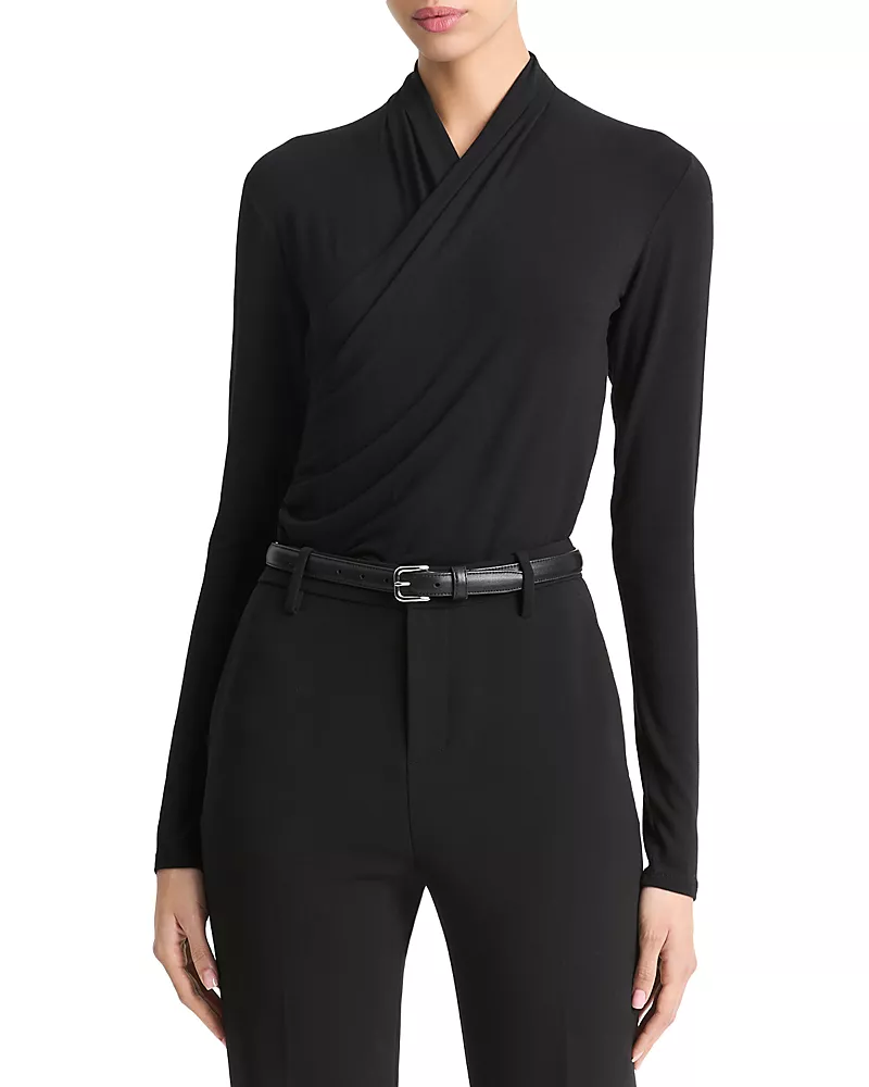 Vince Long Fixed Wrap Long Sleeve Top