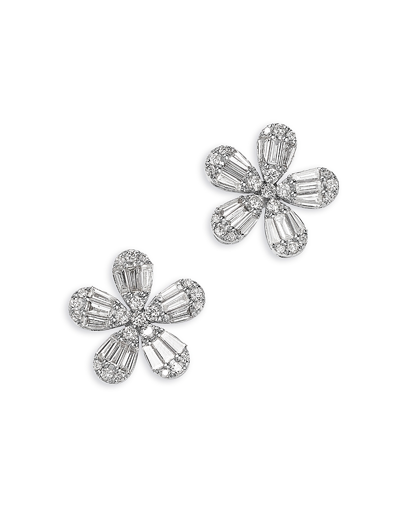 Shop Bloomingdale's Fine Collection Diamond Flower Stud Earrings In 18k White Gold, 1.51 Ct. T. W.
