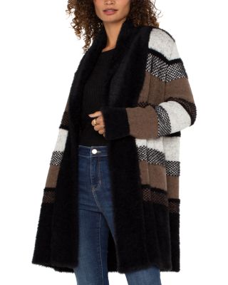 Liverpool Los Angeles - Faux Fur Trim Cardigan Coat