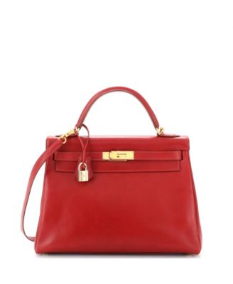 Pre-Owned HERMÈS - Kelly 32 Handbag Red Box Calf with Gold Hardware