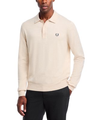 Fred Perry Classic Merino Wool & Cotton Knit Regular Fit Long Sleeve Polo Shirt