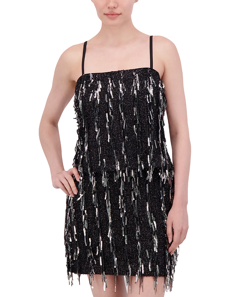 Bcbgmaxazria Sequin Fringe Cami Top
