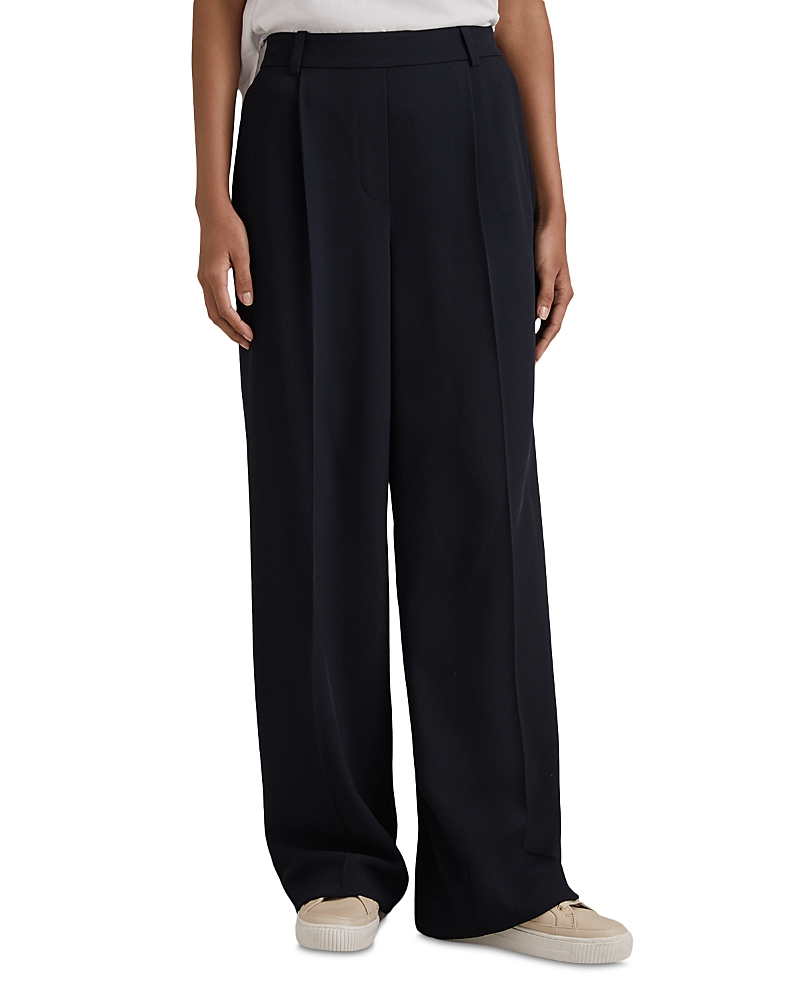 Reiss Hallie Tailored Wide Leg Pants In Navy