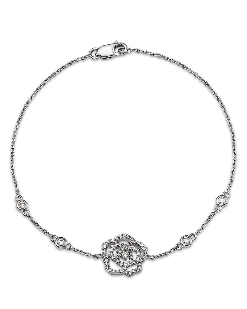 Bloomingdale's Fine Collection Diamond Flower Station Bracelet In 14k White Gold, 0.33 Ct. T. W. In White