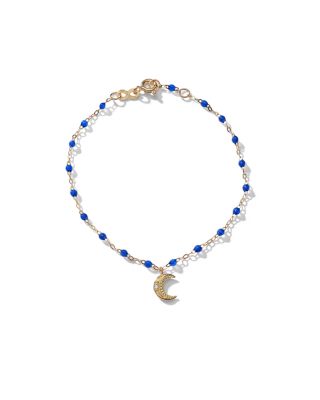 18K Yellow Gold Pirate Diamond &amp; Lapis Petite Moon Bracelet