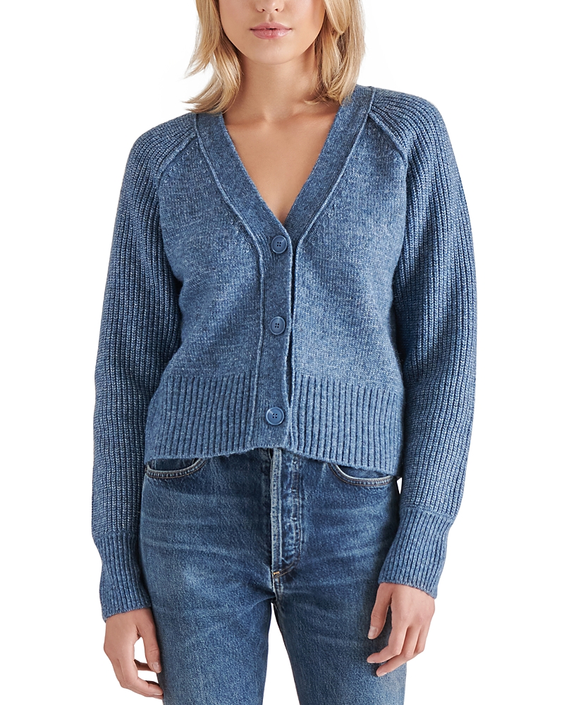 Steve Madden Beckie V-neck Cardigan In Blue Dusk