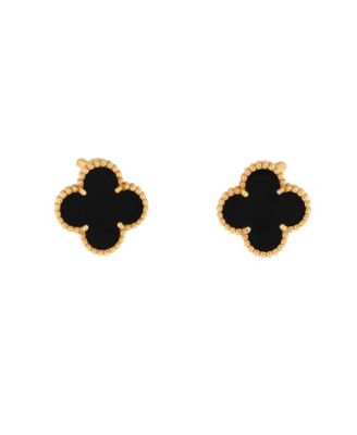 Pre-Owned Van Cleef & Arpels Vintage Alhambra Earrings 18K Gold and Onyx