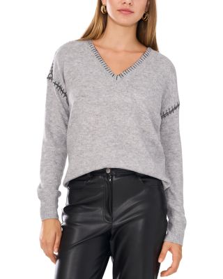 Vince Camuto V Neck Whipstitch Sweater