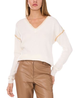 VINCE CAMUTO V Neck Whipstitch Sweater | Bloomingdale's