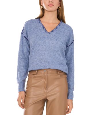 Vince Camuto V Neck Whipstitch Sweater