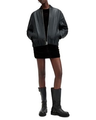 Yara Lea Leather Bomber Jacket