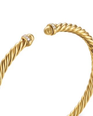 Cablespira Flex&reg; Bracelet in 18K Yellow Gold with Gold Domes and Diamonds, 4mm