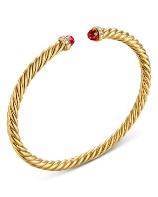 Cablespira Flex&reg; Bracelet in 18K Yellow Gold with Rhodolite Garnet and Diamonds, 4mm