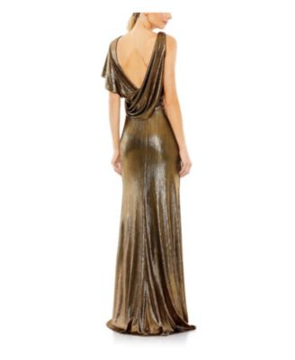 Asymmetrical Draped Trumpet Gown