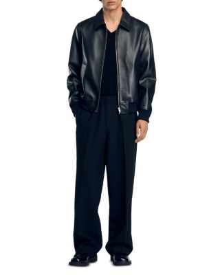 【海外限定】Sandroデニムジャケット☆Four-Pocket Leather-Coll SANDRO Denim jacket with leather collar | Nordstrom