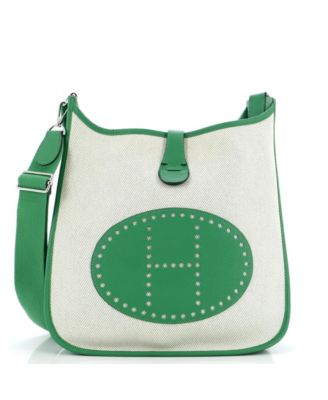 Pre-Owned Hermes Gm Evelyne Bag Gen Iii Toile and Leather