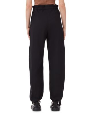 Black Drapey Melange Elasticated Waist Trousers