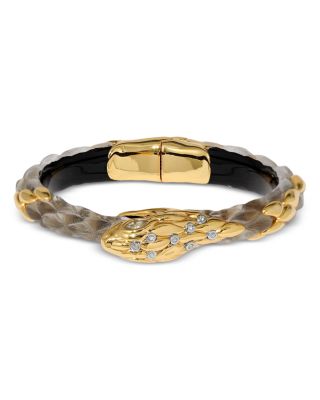 Alexis Bittar - Serpent Pav&eacute; & Lucite Snake Bangle Bracelet in 14K Gold Plated