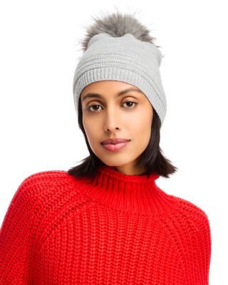 Kyi Kyi - Faux Fur Pom Pom Knit Hat