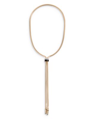 Demarson Emerie Cubic Zirconia & 12K Gold Plate Sliding Lariat Necklace, 32L