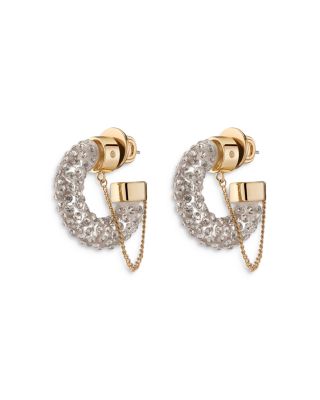 DEMARSON - Mini Miley 12K Gold Plate Pav&eacute; Hoop Earrings, 1" diameter