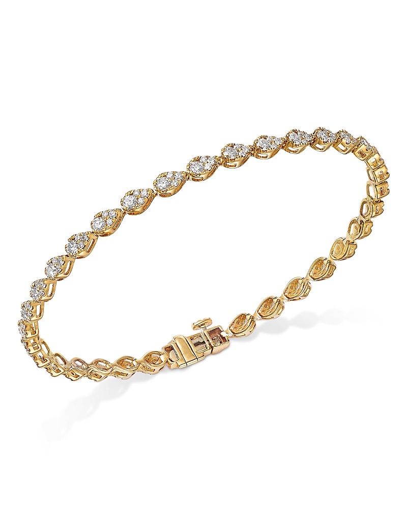 Bloomingdale's Fine Collection Diamond Mini Pear Cluster Tennis Bracelet In 14k Yellow Gold, 2.00 Ct. T. W. In Gold