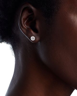 Diamond Marquise & Princess Cluster Stud Earrings in 14K White Gold, 0.75 tcw