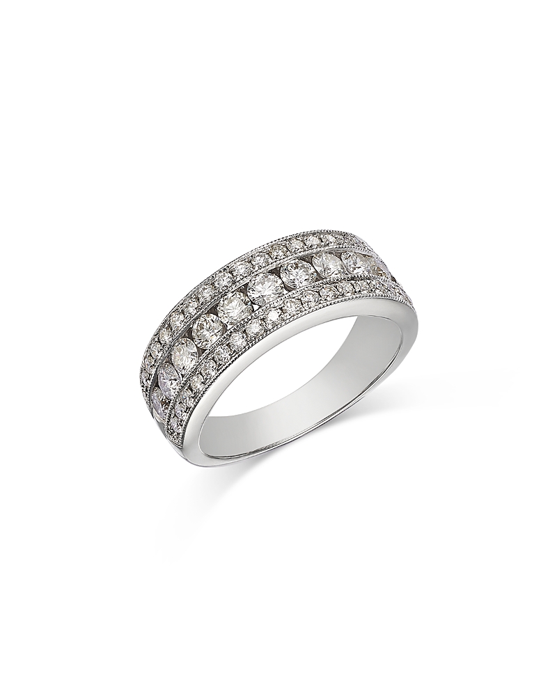 BLOOMINGDALE'S FINE COLLECTION DIAMOND TRIPLE ROW RING IN 14K WHITE GOLD, 1.33 CT. T. W.