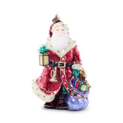 Bountiful Santa Glass Ornament