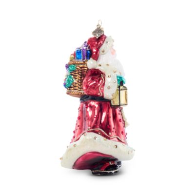 Bountiful Santa Glass Ornament