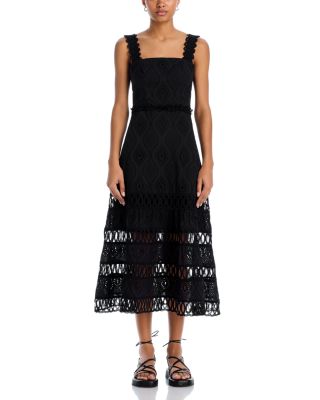 h&m black strapless dress L'AGENCE Flyn Lace Midi Dress In Black