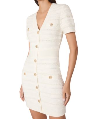 MILLY Kennedy Textured V-Neck Knit Mini Dress | Bloomingdale's