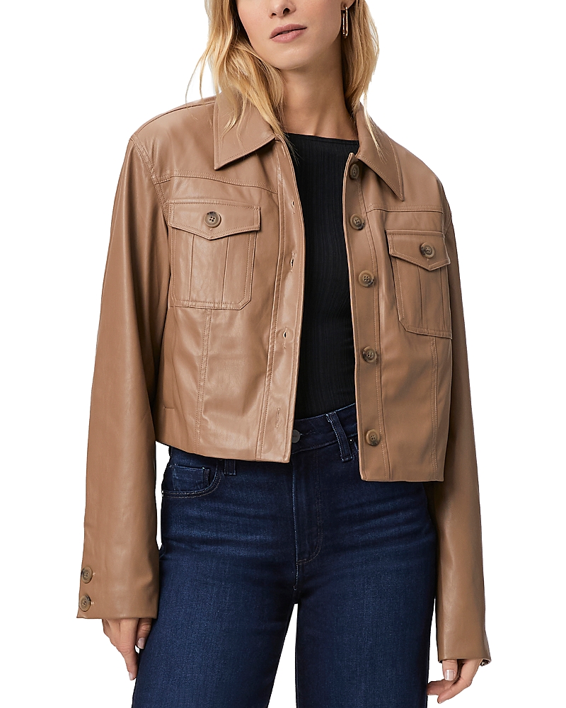 PAIGE FENWICK FAUX LEATHER BUTTON FRONT JACKET