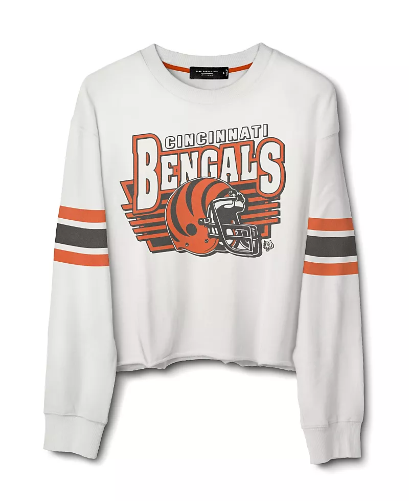 Junk Food Clothing Women's Nfl Cincinnati Bengals Kickoff Crop Crew Fleece Sweatshirt