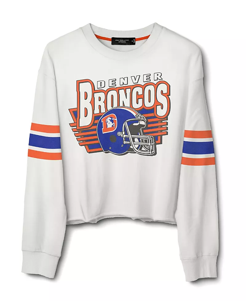 Junk Food Clothing Women's Nfl Denver Broncos Kickoff Crop Crew Fleece Sweatshirt
