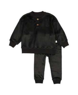 Pouf - Unisex Velour Henley Set - Baby