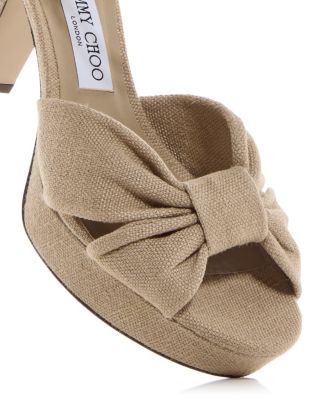 【Jimmy Choo】Heloise 80 スエード プラットフォーム サンダル Heloise 80 | Biscuit Suede Platform Sandals | JIMMY CHOO
