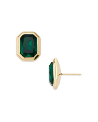 AQUA - Green Stone Stud Earrings in 14K Gold Plated - Exclusive